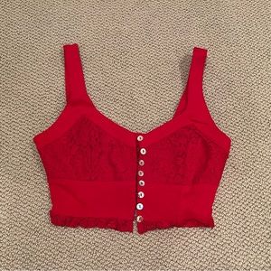 NWOT Free People Red Lace Top (XS) - Here I Go Brami